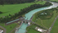 Drone Flies Backwards Over An Hydropower Plant In Switzerland